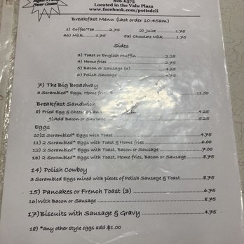 Broadway Market - Potts Deli & Grille menu page 1 - Shopping Centers Near Me - Buffalo, New York