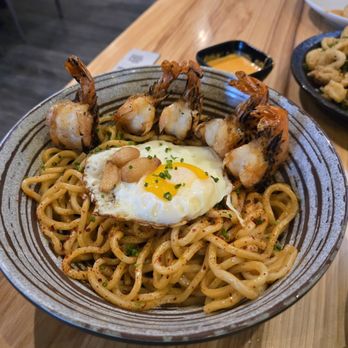 NEP Cafe - Garlic noodles with shrimp and egg - Breakfast & Brunch Near Me - Irvine, California
