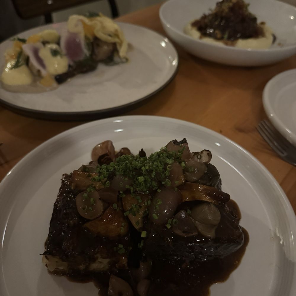 Albacore A L'Orange, Braised Short Ribs and lamb Albacore A L'Orange, Braised Short Ribs and lamb