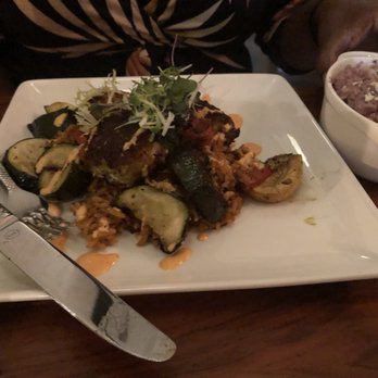 The Depot - Crab Cakes with Risotto and Blue Corn grits with blue cheese - New American Near Me - Auburn, Alabama