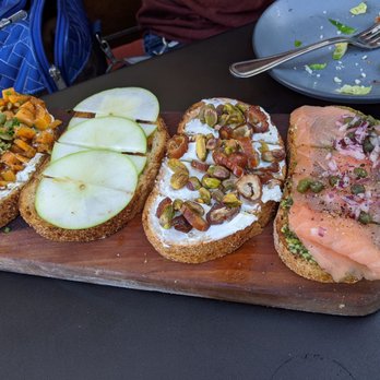 Postino Heights - Bruschetta, 4 for $15 prior to tax. Shown w/ L-R: butternut squash,brie apple + fig,ricotta dates pistachio,smoked salmon + pesto - Wine Bars Near Me - Houston, Texas Postino Heights - Bruschetta, 4 for $15 prior to tax. Shown w/ L-R: butternut squash,brie apple + fig,ricotta dates pistachio,smoked salmon + pesto - Wine Bars Near Me - Houston, Texas