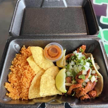 Tacos Los Hermanos - Al Pastor with Rice to-go box - Mexican Near Me - Lincoln, Nebraska Tacos Los Hermanos - Al Pastor with Rice to-go box - Mexican Near Me - Lincoln, Nebraska