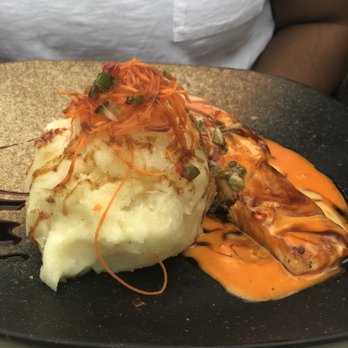 Vaka Restaurant - Mashed Grilled Salmon With Garlic Yuca Mash - Sushi Bars Near Me - Lawrence, Massachusetts