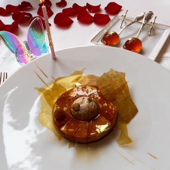 L'Epicure - Cognac ice cream, infused cream with blue mountain coffee and roasted hazelnuts. The glass looking like wafers tasted like sips of coffee! - French Near Me - Paris, 75