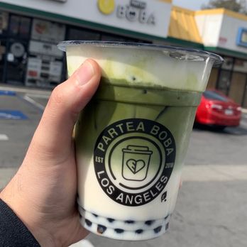 Partea Boba - Uji Matcha with Cheese Foam and Boba - Bubble Tea Near Me - Van Nuys, California