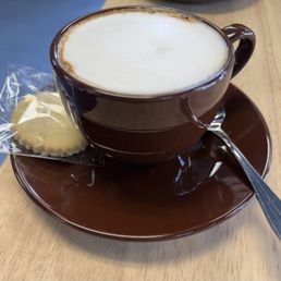 Oat milk cappuccino and lemon cookies! Oat milk cappuccino and lemon cookies!