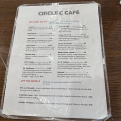 Circle C Cafe - One side of the menu