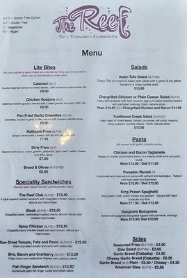 Menu photo 2 The Reef Sandown, IOW
