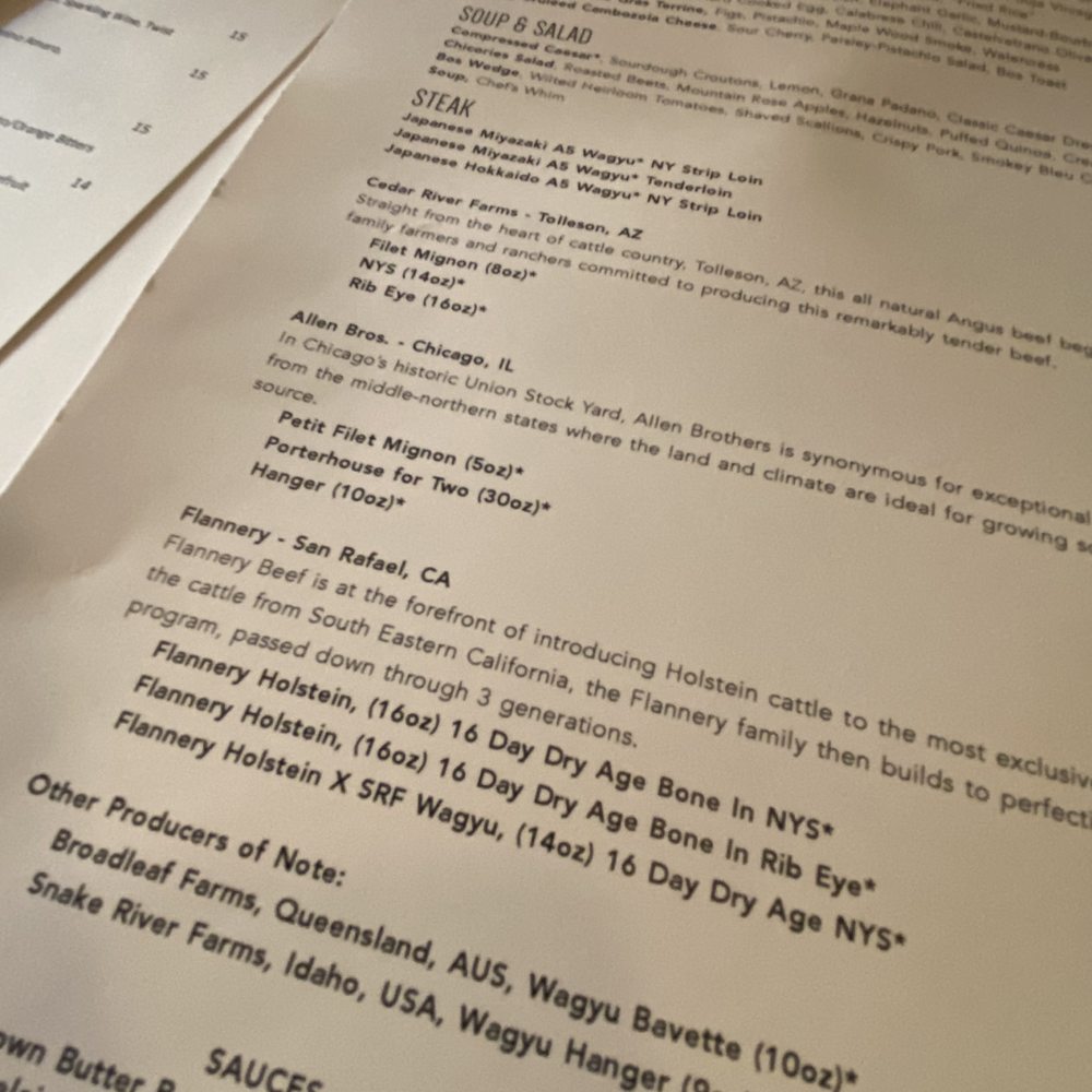 Bos Taurus - Menu, ask for guidance they know their stuff. - Steakhouses Near Me - Bend, Oregon