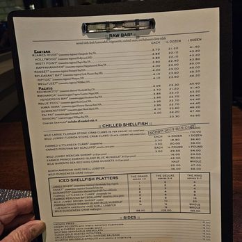 Water Grill - Denver - Raw bar menu - Seafood Near Me - Denver, Colorado