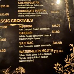 Escobar's - Drink menu December 2024