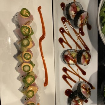 Sun Sushi - Yellow tail delight (left) state street roll (right) - Japanese Near Me - Santa Barbara, California