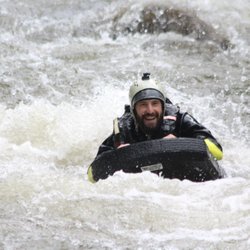 Appalachian Riverboard Company - Going through a rapid on the Tuckasegee river.