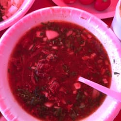 Bierrieria Los Poblanos - Their special today shredded beef soup came with onions and cilantro and some lemon to squeeze on top ...