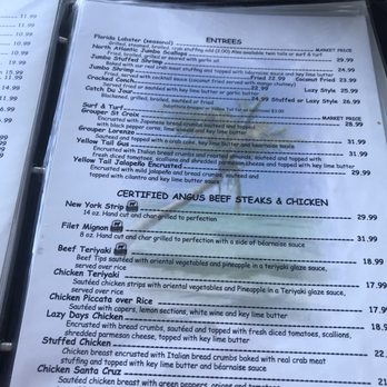 Lazy Days Restaurant - Menu - Seafood Near Me - Islamorada, Florida