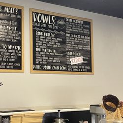 The menu for Acai bowls