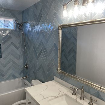 Elegant Kitchens & Bath - You can also choose to continue the tile behind the vanity for a cleaner look - General Contractors Near Me - Arcadia, California Elegant Kitchens & Bath - You can also choose to continue the tile behind the vanity for a cleaner look - General Contractors Near Me - Arcadia, California