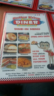 Menu photo 8 Butter Krisp Diner Covington, LA