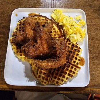 Brunch Room Bistro - Kristel's Chicken and Jalepeno/corn waffles. - Breakfast & Brunch Near Me - Forney, Texas
