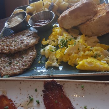 First Watch - Delish scrambled eggs, chicken sausage, potatoes and biscuit! - Breakfast & Brunch Near Me - Orlando, Florida First Watch - Delish scrambled eggs, chicken sausage, potatoes and biscuit! - Breakfast & Brunch Near Me - Orlando, Florida
