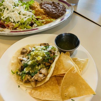 Lidia’s Restaurant - Grilled Chicken Regular Taco (Front) and Enchiladas Dinner Plate (Back) - Mexican Near Me - Richmond, California