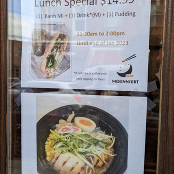 MoonNight - a menu for lunch special $ 12 99 - Ramen Near Me - Philadelphia, Pennsylvania MoonNight - a menu for lunch special $ 12 99 - Ramen Near Me - Philadelphia, Pennsylvania