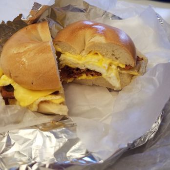 Best Bagels - Bacon egg and cheese on a plain bagel - Bakeries Near Me - Great Neck, New York Best Bagels - Bacon egg and cheese on a plain bagel - Bakeries Near Me - Great Neck, New York
