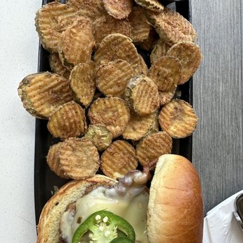D.C. Cobb's - The BFM burger with fried pickle chips - Burgers Near Me - McHenry, Illinois D.C. Cobb's - The BFM burger with fried pickle chips - Burgers Near Me - McHenry, Illinois