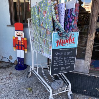 Things In A Room - Little shopping cart at front entrance that encourages you to come inside and seek fun fabric prints! - Fabric Stores Near Me - Fredericksburg, Texas Things In A Room - Little shopping cart at front entrance that encourages you to come inside and seek fun fabric prints! - Fabric Stores Near Me - Fredericksburg, Texas
