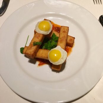 Rioja - Meyer lemon-leek panisse. Tasty but needed more romesco! - New American Near Me - Denver, Colorado Rioja - Meyer lemon-leek panisse. Tasty but needed more romesco! - New American Near Me - Denver, Colorado