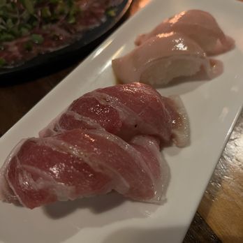 Sandfish - Toro belly and yellowtail belly nigiri - Sushi Bars Near Me - Palm Springs, California Sandfish - Toro belly and yellowtail belly nigiri - Sushi Bars Near Me - Palm Springs, California