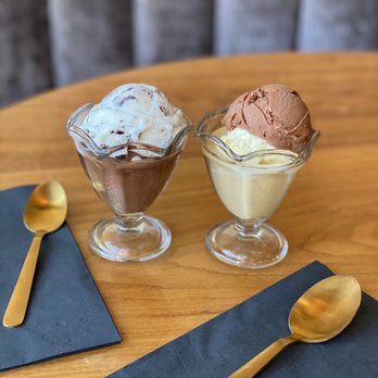 Edwards Dessert Kitchen - two bowls of ice cream and a spoon - Desserts Near Me - Minneapolis, Minnesota