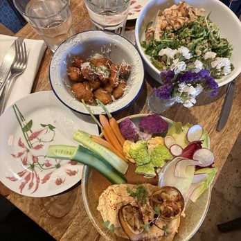 Loupiotte Kitchen - Tator Tots, Farro & Arugula Salad, Feta Dip - French Near Me - Los Angeles, California Loupiotte Kitchen - Tator Tots, Farro & Arugula Salad, Feta Dip - French Near Me - Los Angeles, California
