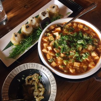Peony Kitchen - Scallop shaomai, fish mapo tofu and jelly fish. I also had an order of polo buns, love it - Chinese Near Me - Bellevue, Washington