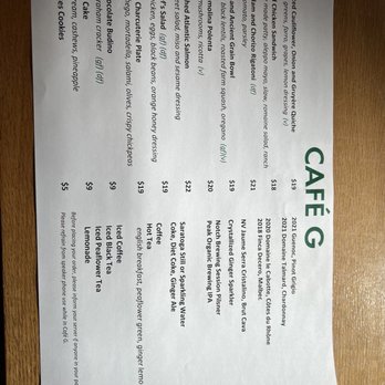 Cafe G - Menu - New American Near Me - Boston, Massachusetts