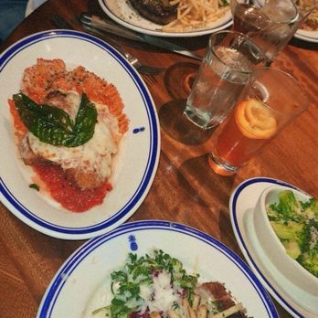 Hudson House - Steak Frites, Chicken Parm, and French Chicken with a side of Lemon Parm Broccoli - Seafood Near Me - Irving, Texas Hudson House - Steak Frites, Chicken Parm, and French Chicken with a side of Lemon Parm Broccoli - Seafood Near Me - Irving, Texas