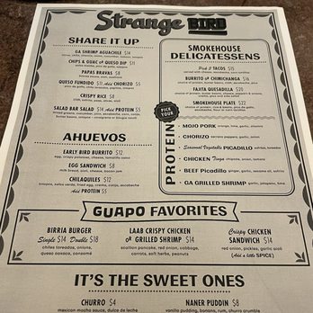 Strange Bird - Menu. Plus daily specials - Venues & Event Spaces Near Me - Savannah, Georgia