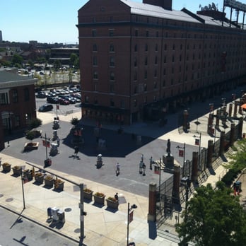 Hilton Baltimore Inner Harbor - The view of Eutaw Street Plaza and Babe Ruth's Statue - Hotels Near Me - Baltimore, Maryland