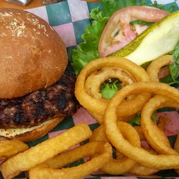 Build your own burger and side of rings.