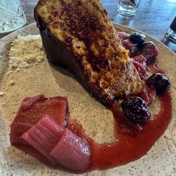Esther's Kitchen - Brulee Basque Cheesecake: roasted rhubarb+cherry+white chocolate - Italian Near Me - Las Vegas, Nevada