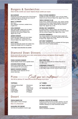 Menu photo 7 Diamond Creek Restaurant Peach Springs, AZ