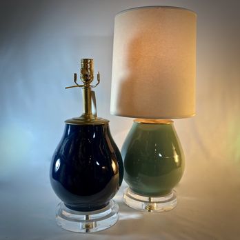 Enchanted Lighting - Pair of ceramic lamps on lucite bases - Lighting Fixtures & Equipment Near Me - Dallas, Texas