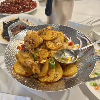 Shaoshan Impression - Stir-fried sliced potatoes & sliced pork with chili peppers - Chinese Near Me - Bellevue, Washington Shaoshan Impression - Stir-fried sliced potatoes & sliced pork with chili peppers - Chinese Near Me - Bellevue, Washington