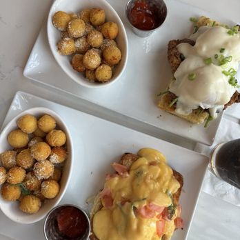 Toasted Gastrobrunch - Lobster Benny and southern fried chicken Benny. - Breakfast & Brunch Near Me - Oceanside, California