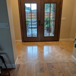Inside the front door looking out.
