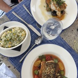 Sea bass, chicken and risotto Sea bass, chicken and risotto