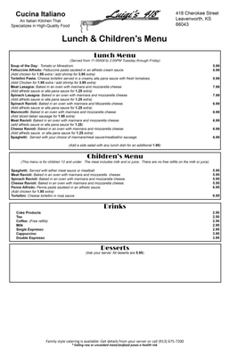 Menu photo 7 Luigi's 418 Leavenworth, KS Menu photo 7 Luigi's 418 Leavenworth, KS