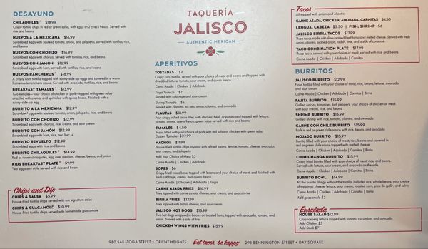 Menu photo 2 Taqueria Jalisco Boston, MA Menu photo 2 Taqueria Jalisco Boston, MA