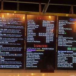 Roscoe's Coffee Bar and Tap Room - Food and drink menu in the coffee bar