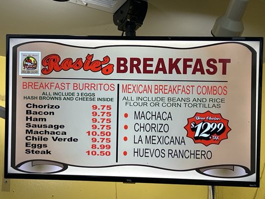 Menu photo 2 Rosie's Calimesa, CA